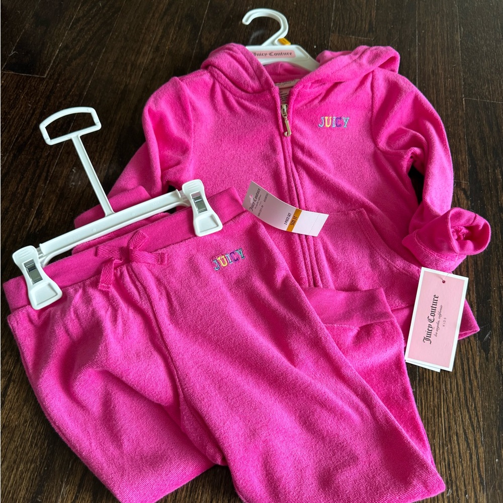 NWT - Juicy Couture Fuchsia Hoodie and Pants Set - 3T